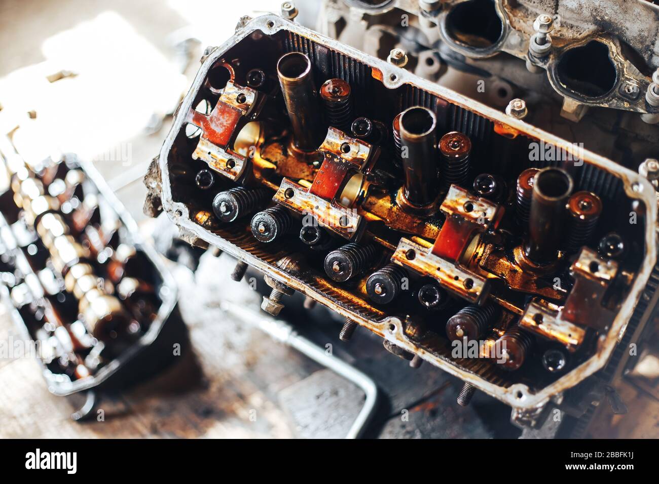 auto engine in garage Stock Photo - Alamy