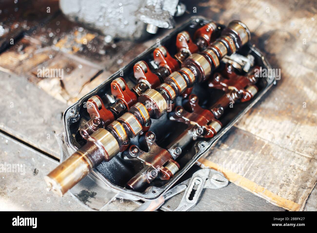 auto engine in garage Stock Photo - Alamy