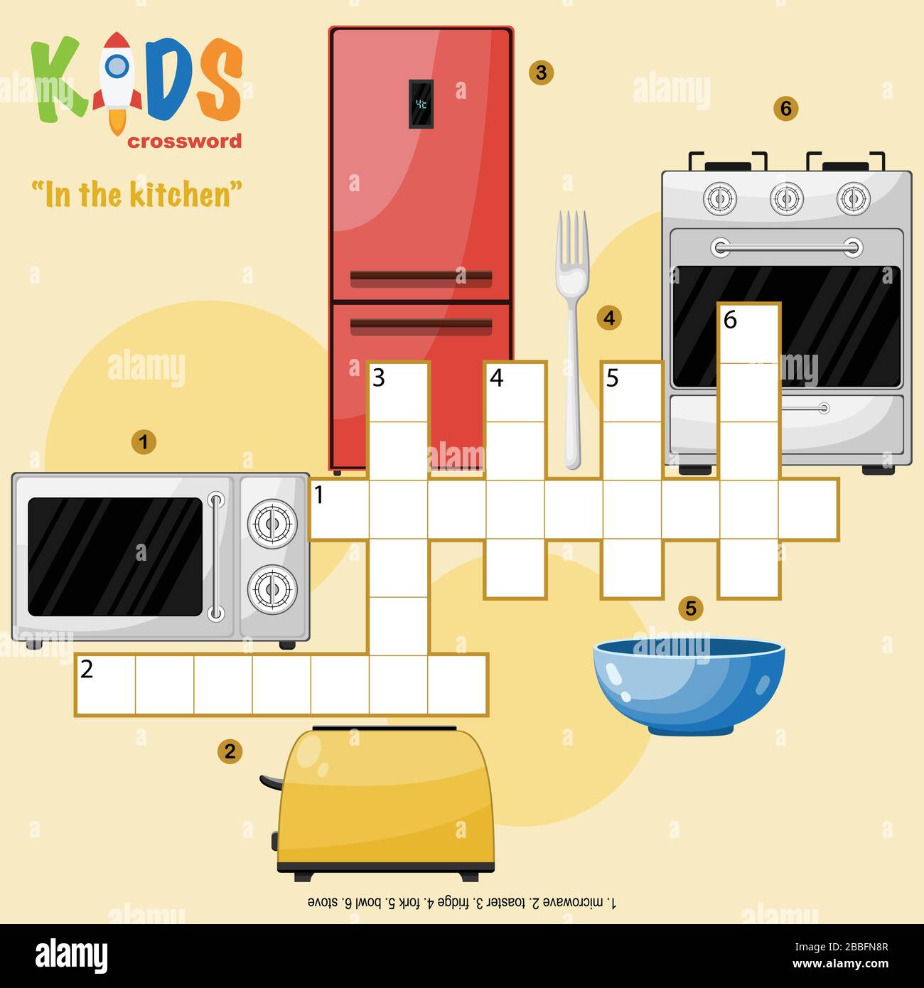 Easy Crossword Puzzle In The Kitchen For Children In Elementary And Middle School Fun Way To Practice Language Comprehension And Expand Vocabul Stock Vector Image Art Alamy