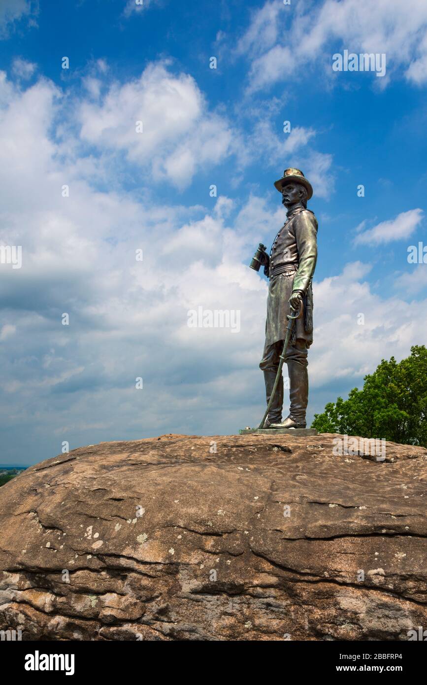 Portrait Statue of General Gouverneur K. Warren on Little Round Top at