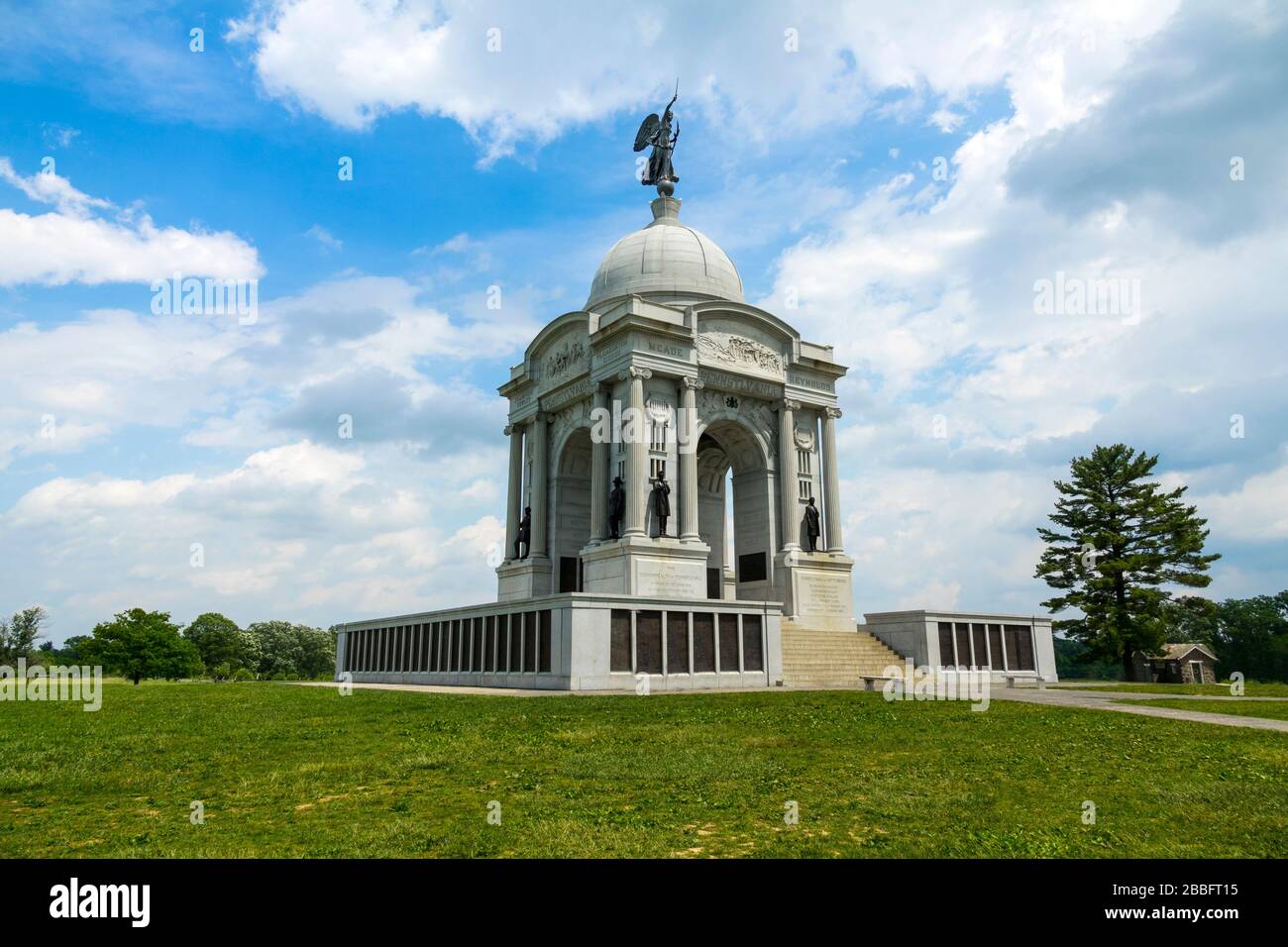 Pennsylvania monument memorial, Gettysburg National Civil War Battlefield Military Park Pennsylvania PA Stock Photo
