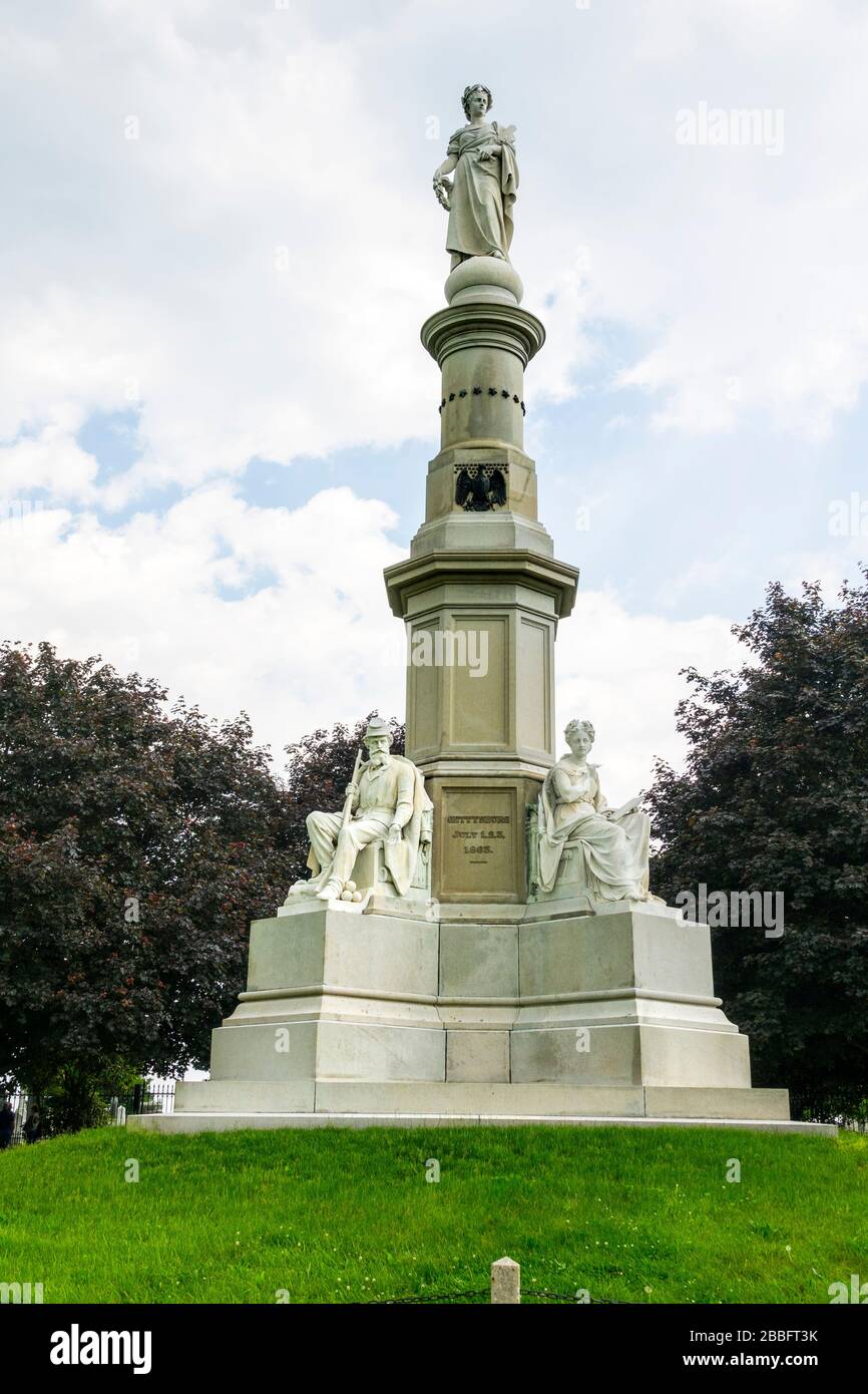 Soldiers national monument memorial at Gettysburg National Civil War Battlefield Military Park Pennsylvania PA Stock Photo
