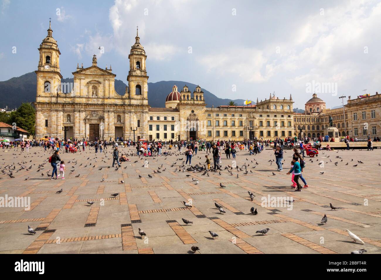 Bogota, Colombia - FEBRUARY 20, 2020: Bogota-Cathedral, located in the La Candelaria district, the historical and cultural center of the city. The bui Stock Photo