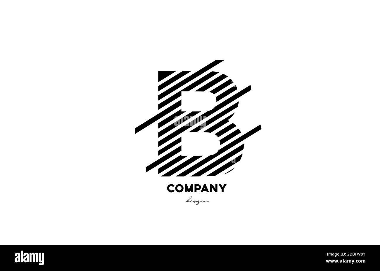black and white B alphabet letter logo icon design for company and ...