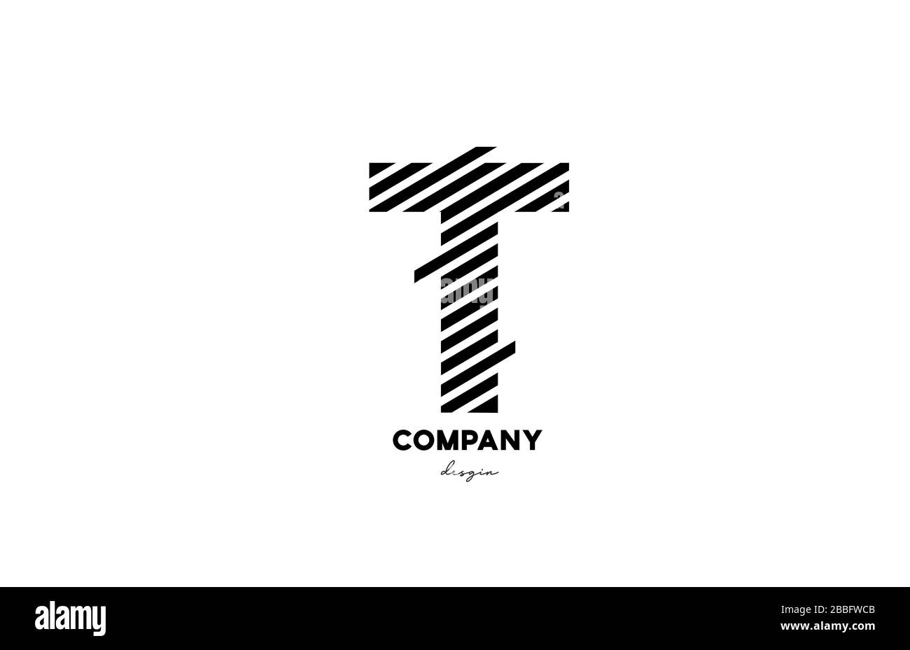 black and white T alphabet letter logo icon design for company and ...