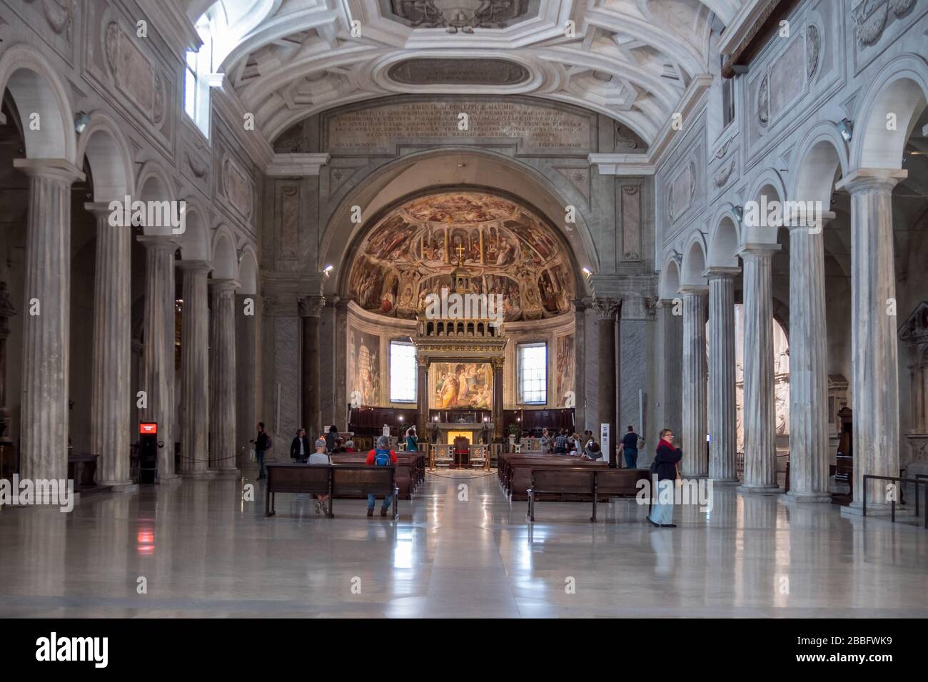 Rome, Italy, May 2018: Inside of the church of Saint Peter in Chains in Rome, also called Eudossian basilica. Inside there is a tomb of Giulio II with the famous Moses by Michelangelo Stock Photo