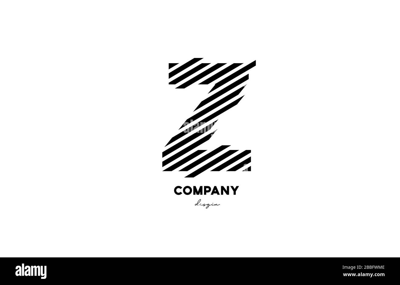black and white Z alphabet letter logo icon design for company and ...