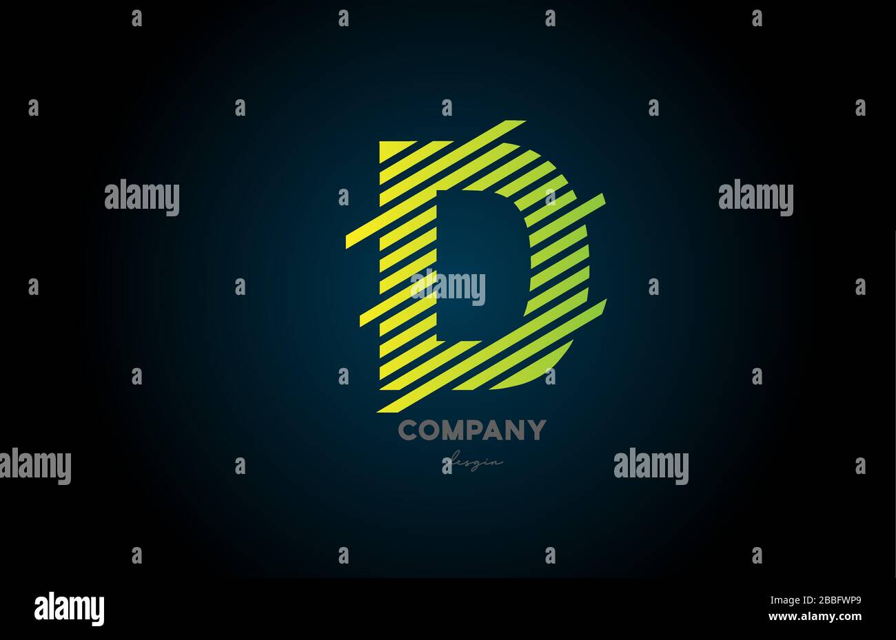 D alphabet letter logo icon design for company and business. Green blue ...