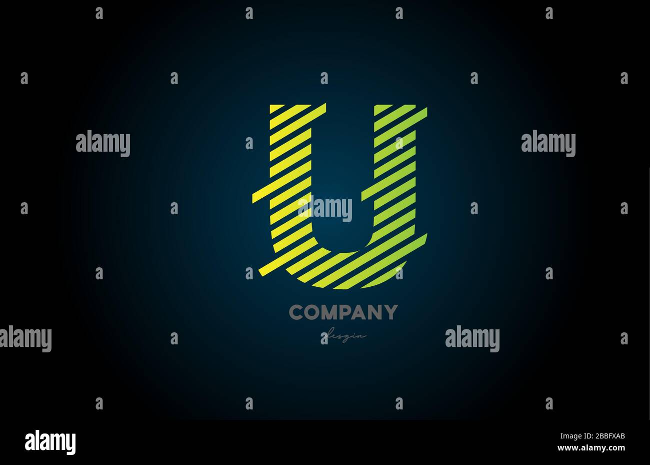 U alphabet letter logo icon design for company and business. Green blue ...
