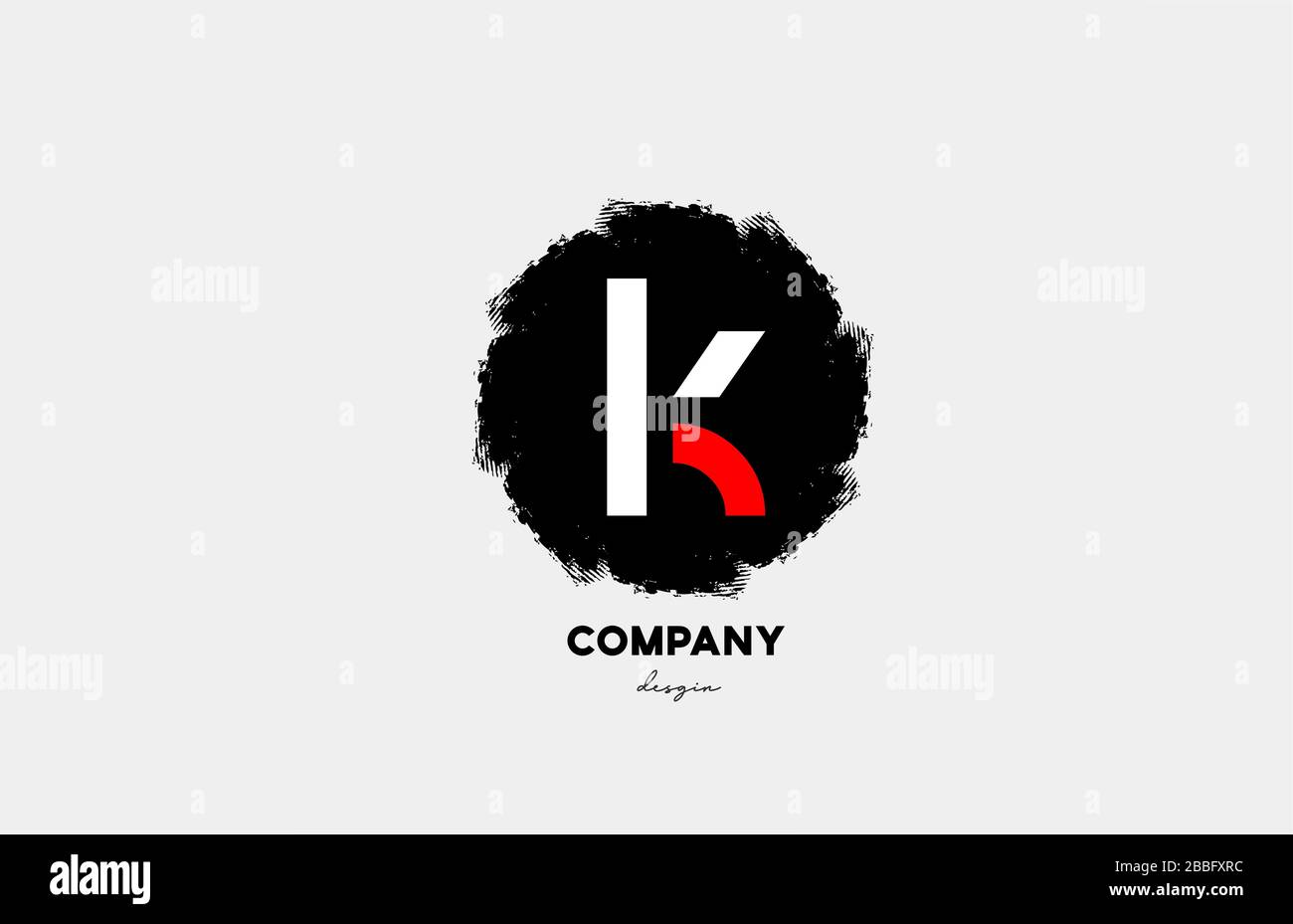 K red white black letter alphabet logo icon with grunge design for ...