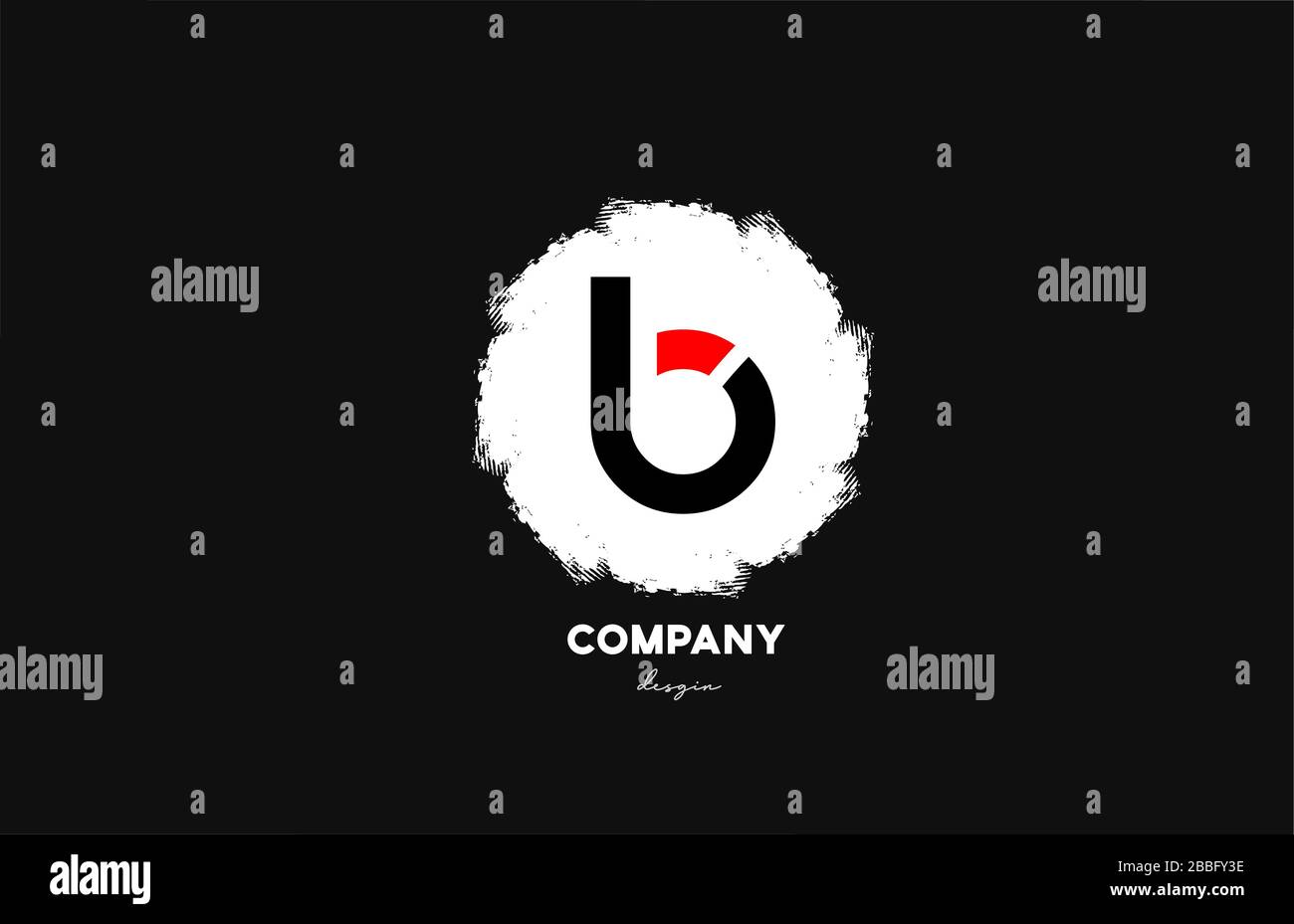 B black red white alphabet letter logo icon with grunge design for ...