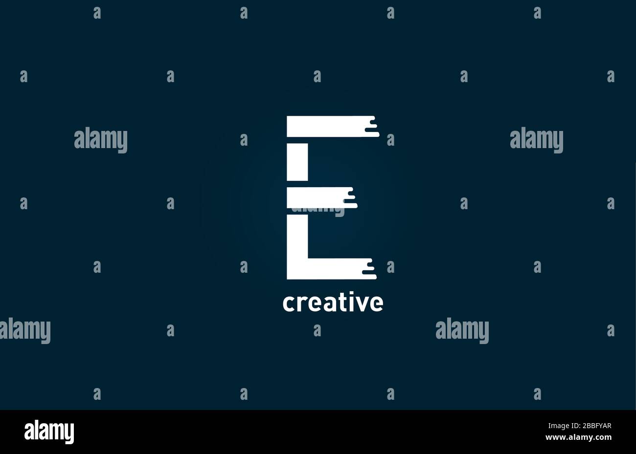 white E creative letter alphabet logo design icon for business and ...