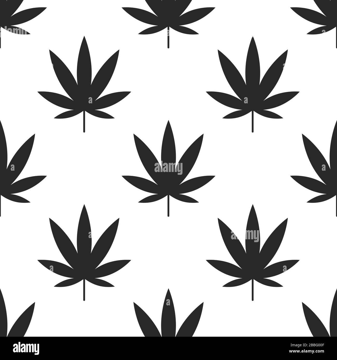 Marijuana or cannabis leaf icon isolated seamless pattern on white background. Hemp symbol. Vector Stock Vector