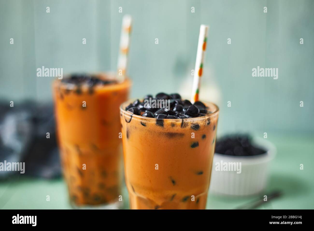 Homemade Milk Bubble Tea with Tapioca Pearls Stock Photo Alamy
