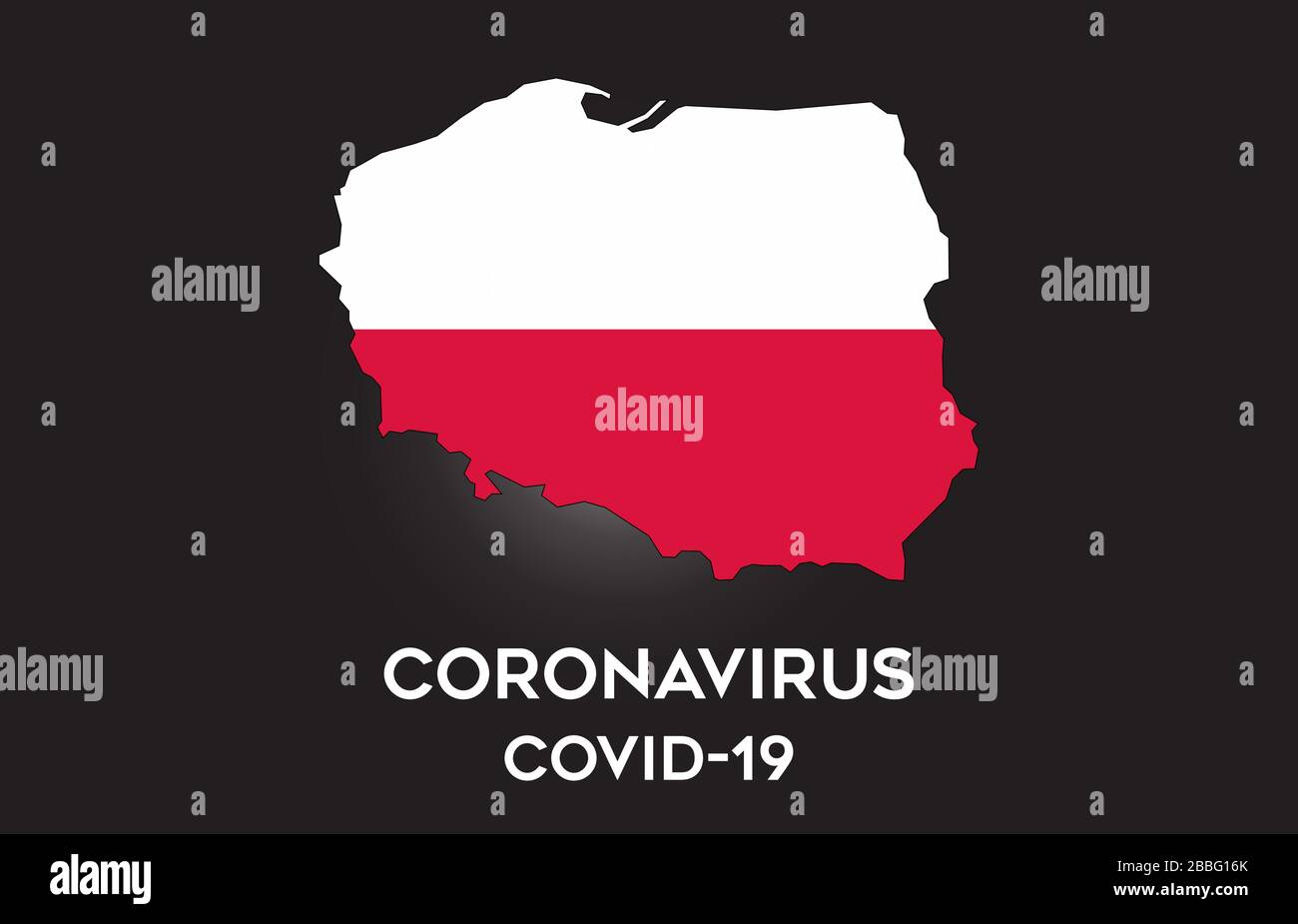 CoronaVirus in Poland and Country flag inside Country border Map Vector Design. Covid-19 with Poland map with national flag Vector Illustration. Stock Vector