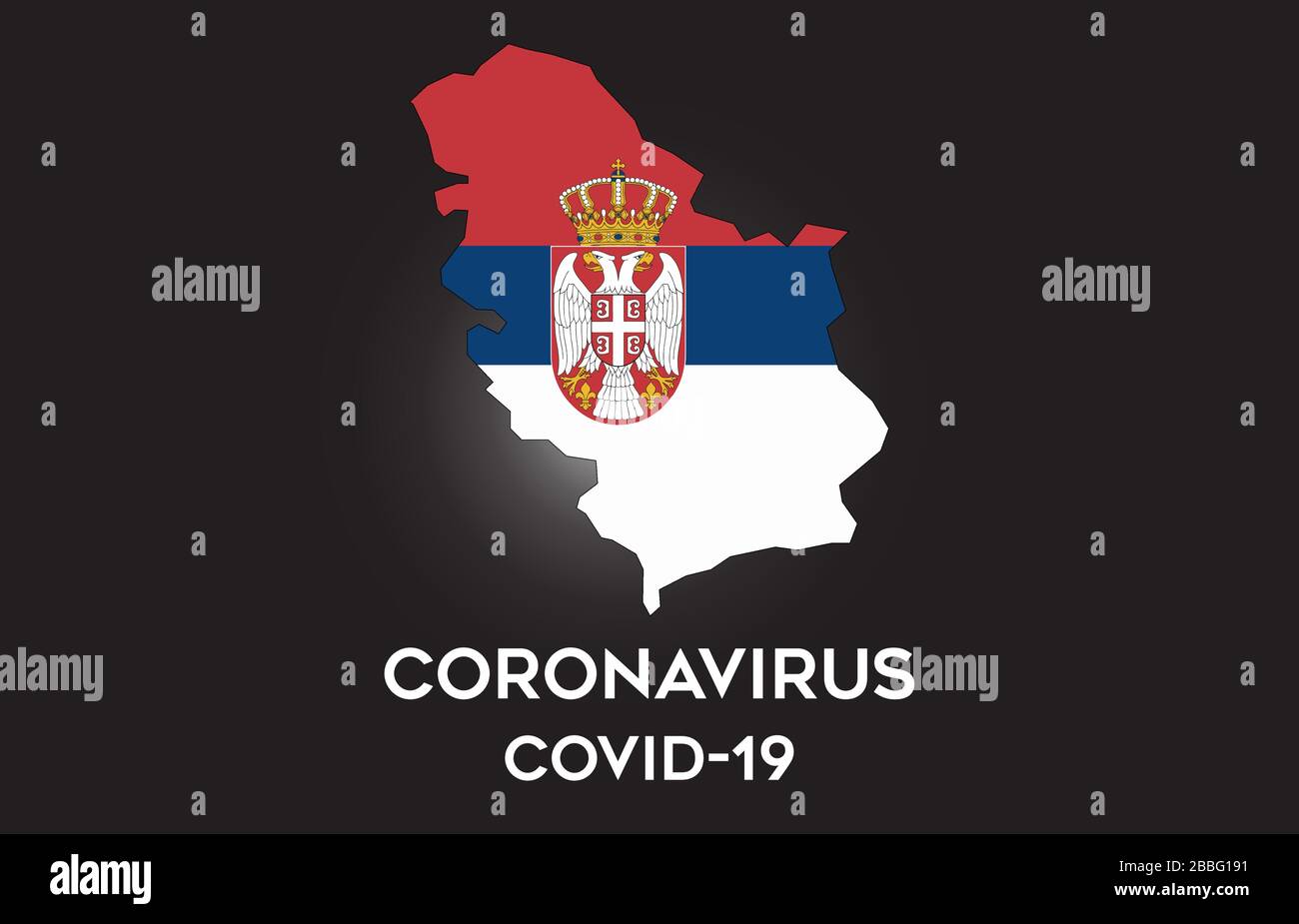 CoronaVirus in Serbia and Country flag inside Country border Map Vector Design. Covid-19 with Serbia map with national flag Vector Illustration. Stock Vector