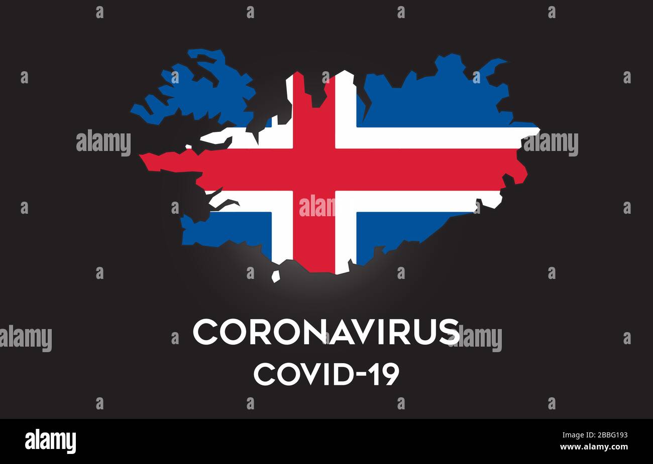 CoronaVirus in Iceland and Country flag inside Country border Map Vector Design. Covid-19 with Iceland map with national flag Vector Illustration. Stock Vector