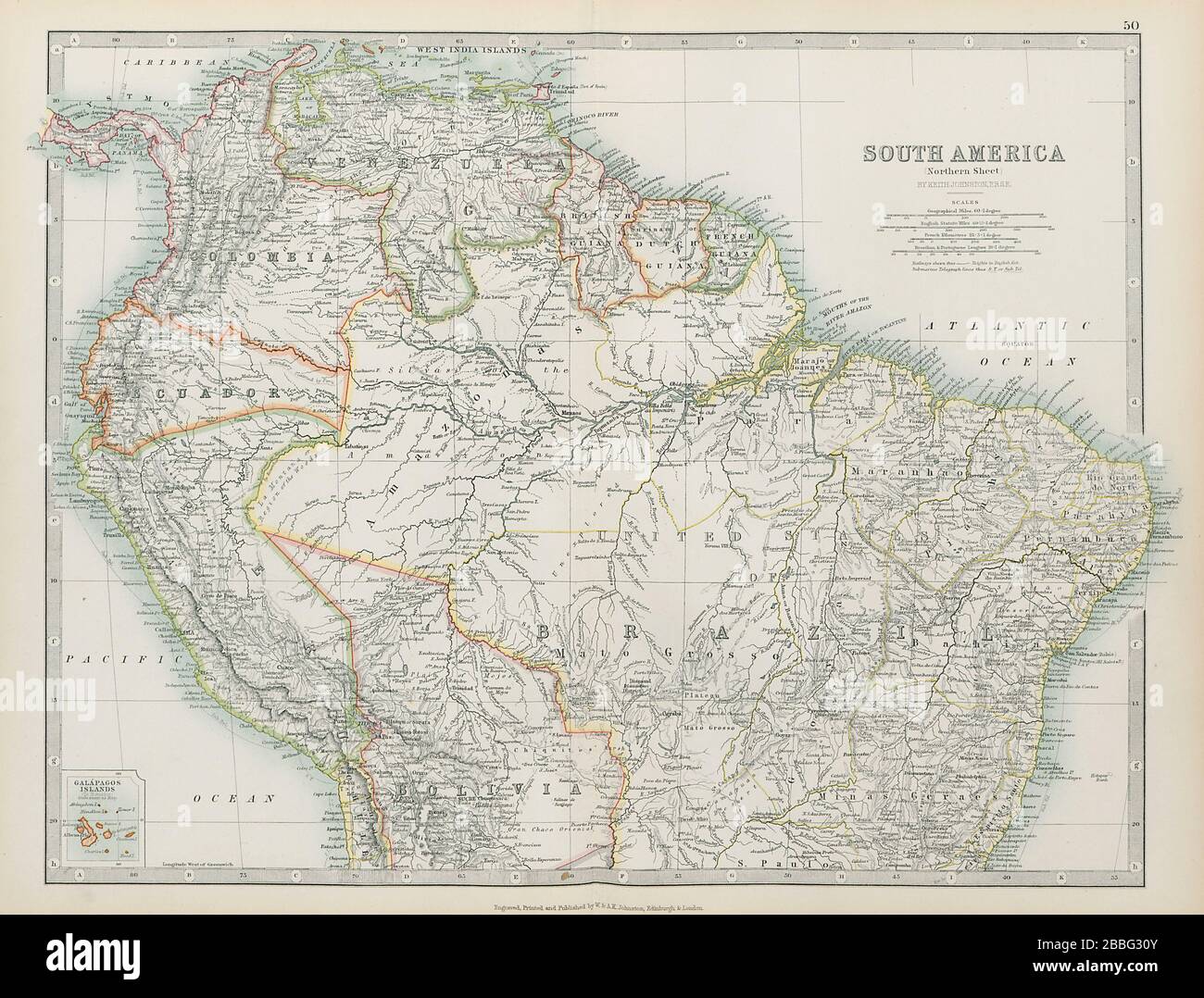 South America Northern Brazil Peru Ecuador Colombia Venezuela Johnston 1901 Map Stock Photo Alamy