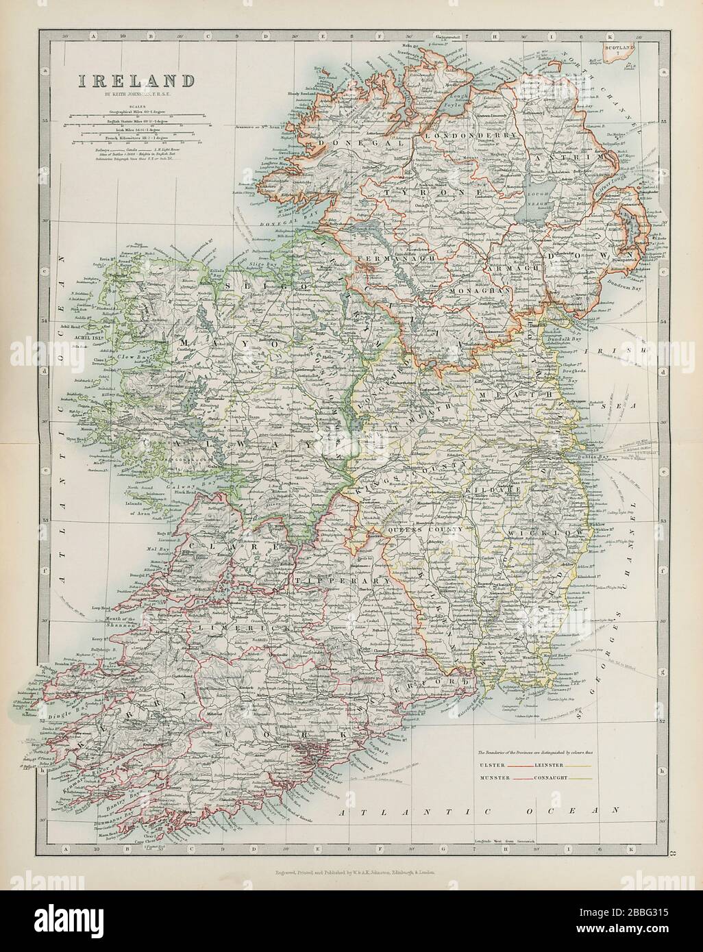 IRELAND Ulster Leinster Munster Connaught Lightships railways JOHNSTON