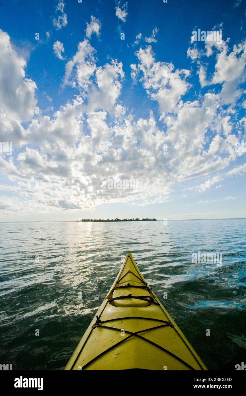 kayaking, Steep Rock, along Lake Manitoba, Canada Stock Photo