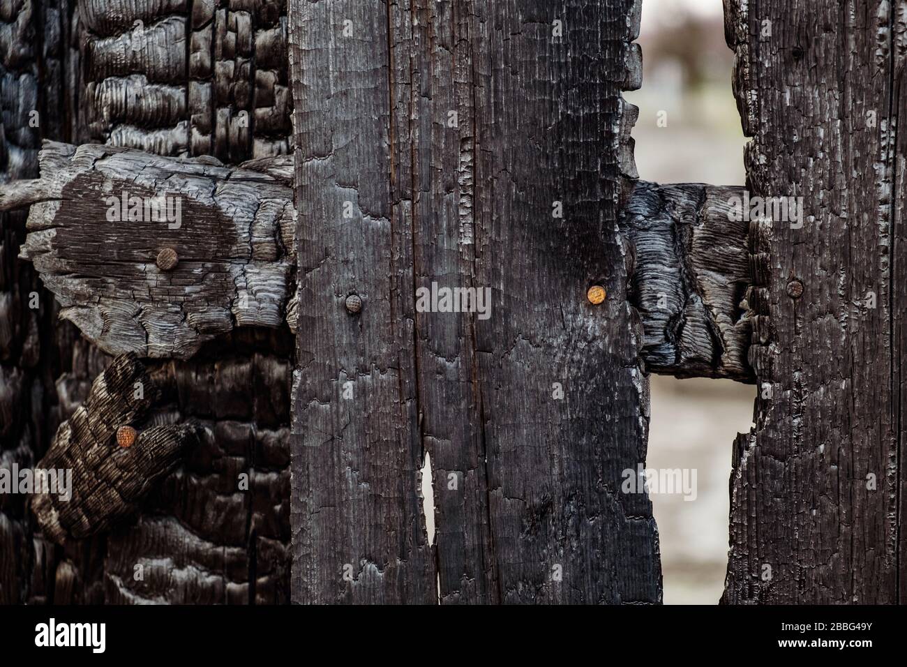 Closeup Black Burnt Wooden Fence High Resolution Stock Photography And Images Alamy