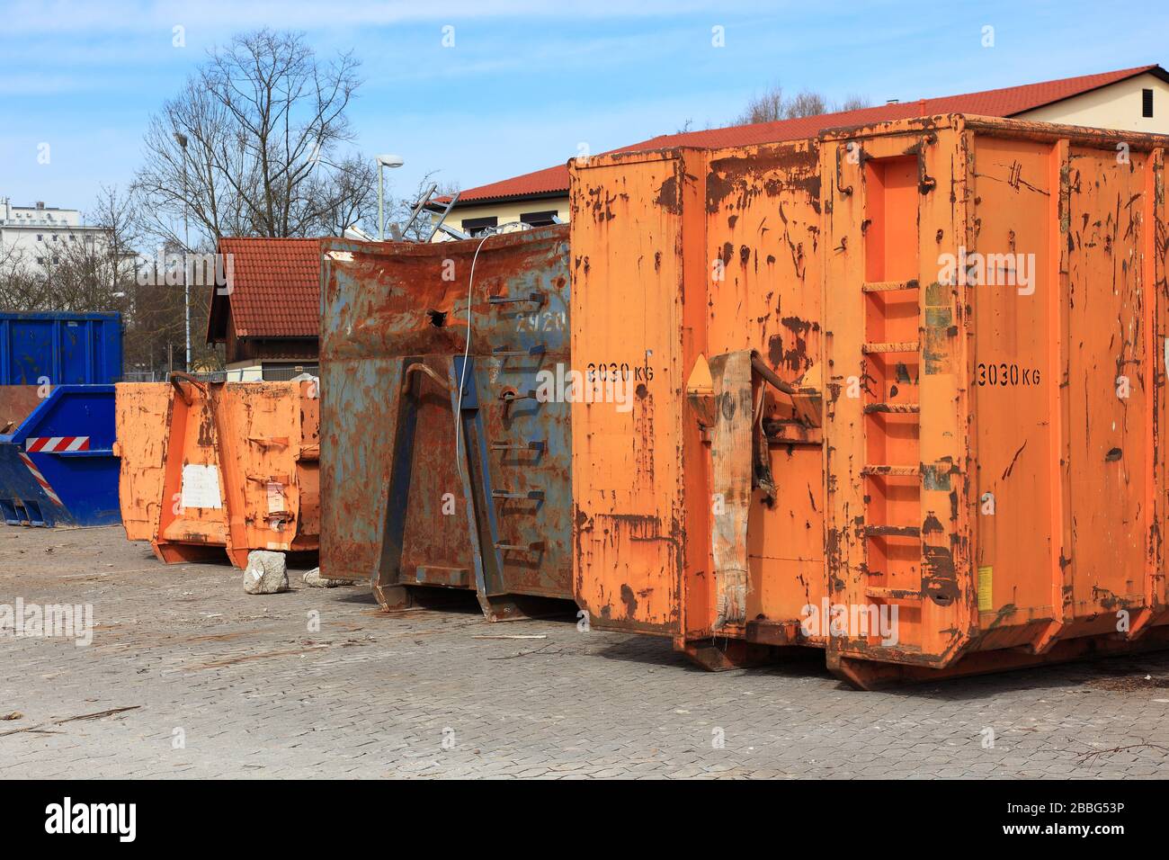 Container for building rubble  /  Container für Bauschutt Stock Photo