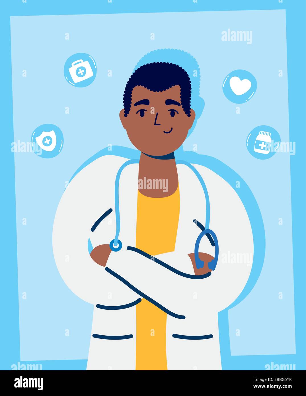professional doctor with medical set icons Stock Vector Image & Art - Alamy