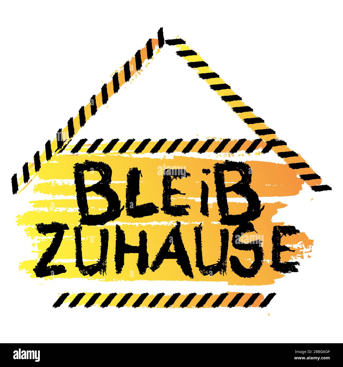 Bleib Zuhause, Stay at home in German text. Vector illustrated crayon drawing. Global message for the coronavirus crisis. Stock Vector