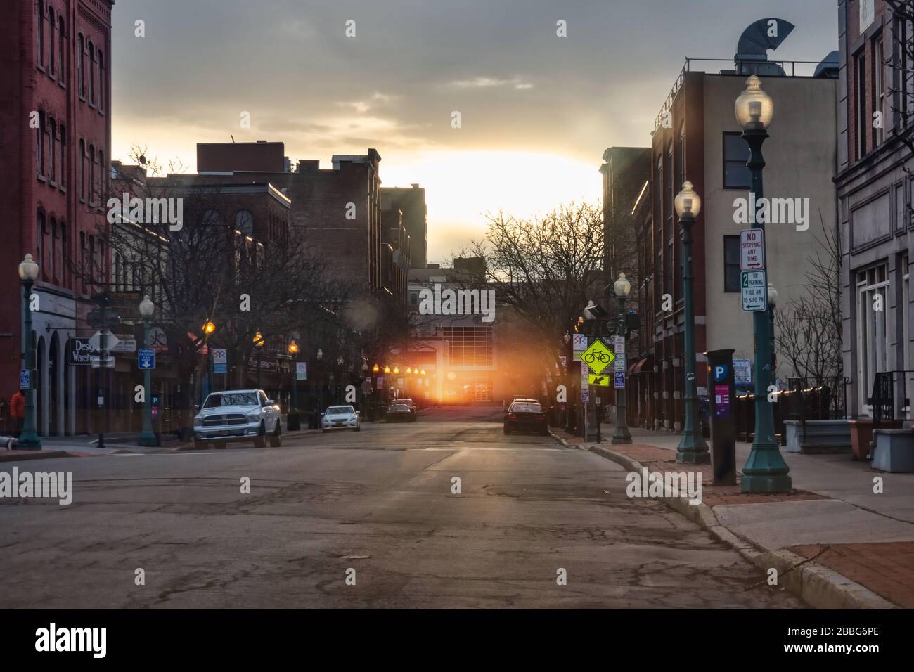 Syracuse, New York, USA. March 28, 2020. View of the historic Armory