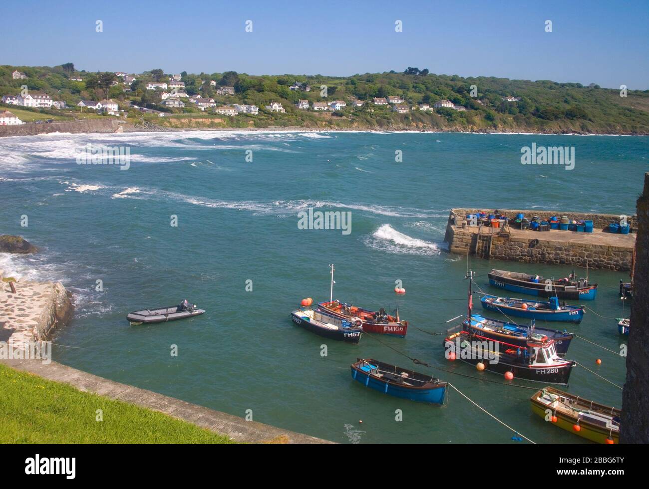 coverack harbour on the lizard in south cornwall Stock Photo