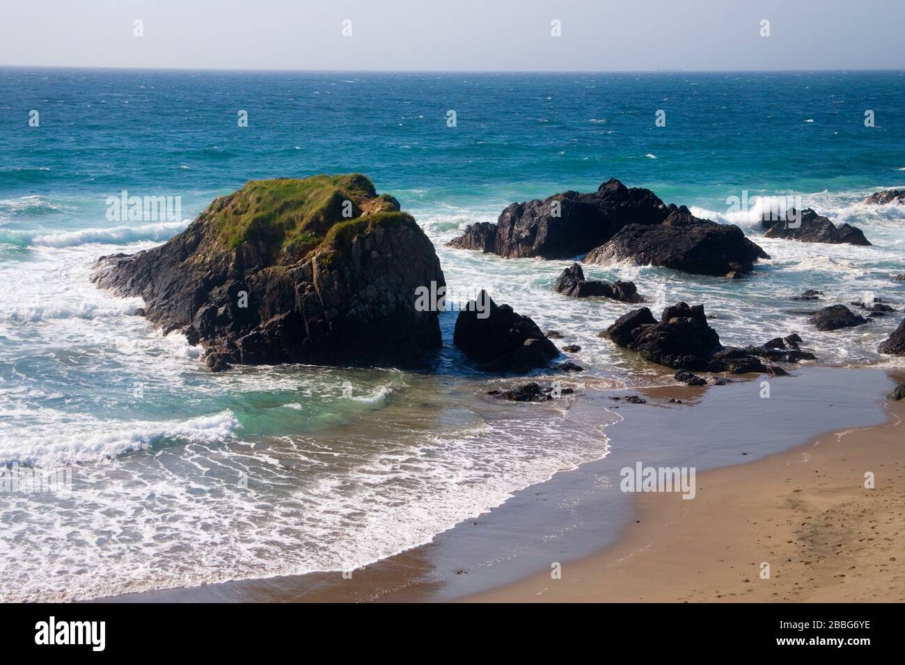 the fine beach at kennack sands on the lizard in south cornwall Stock Photo