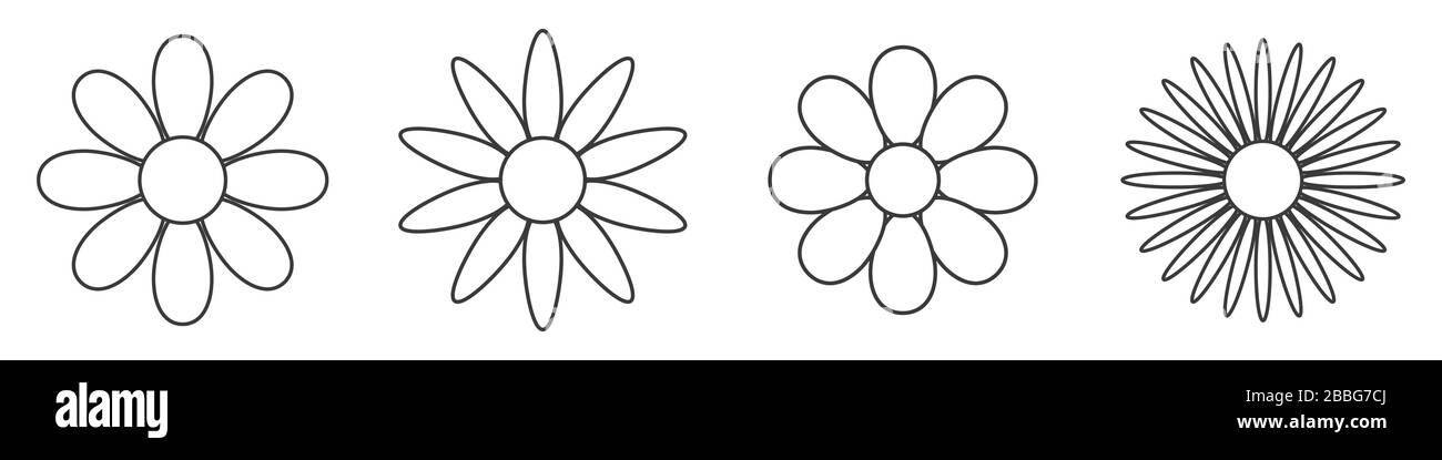 Flowers linear icons set. Vector illustration. Black flower icons in ...