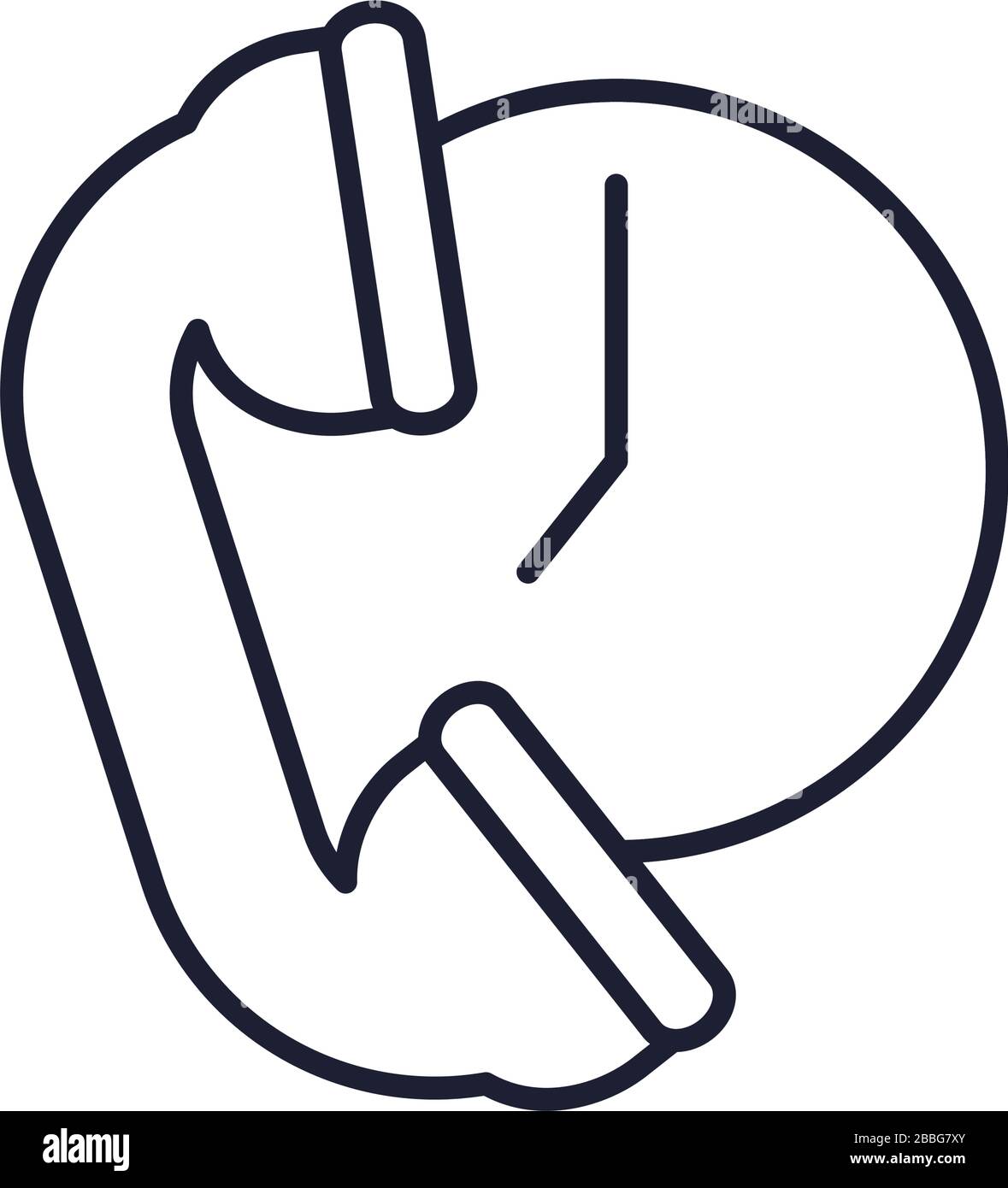 call service concept, phone and clock icon over white background, line ...