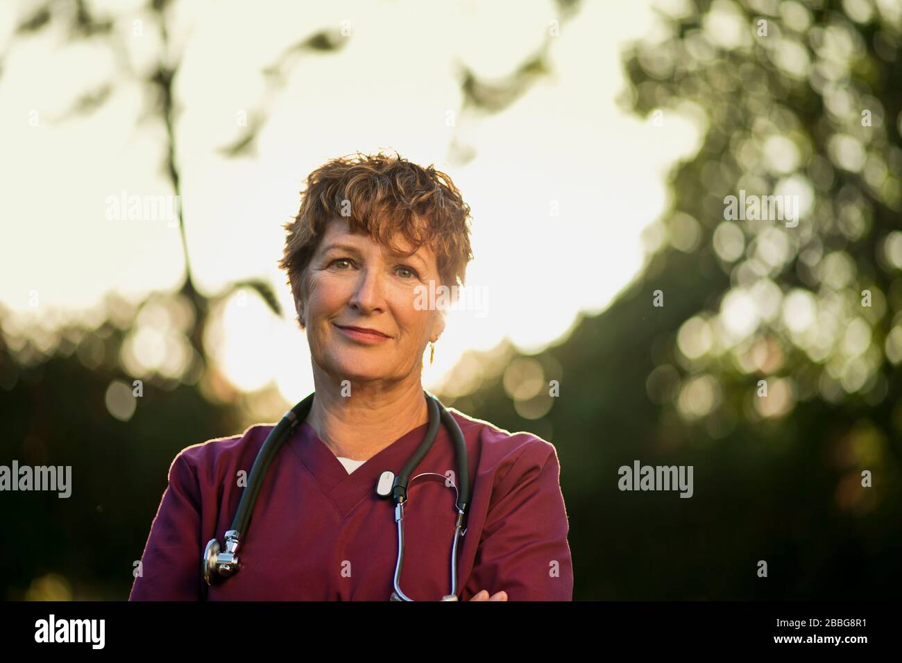 Portrait of a happy mature nurse Stock Photo