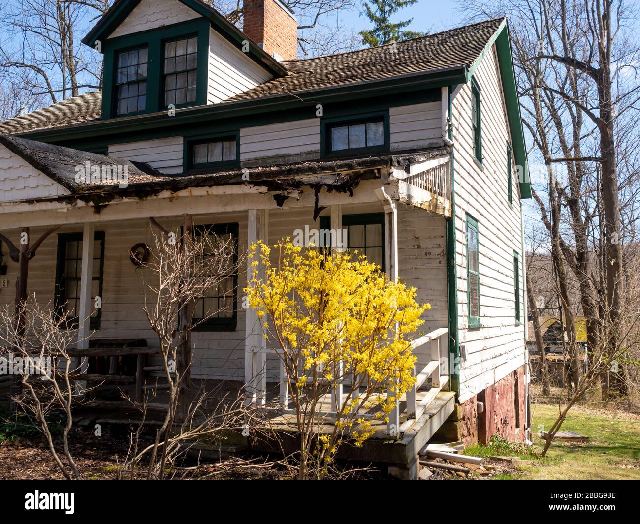 decaying house in the historical semiabandoned village of Feltville