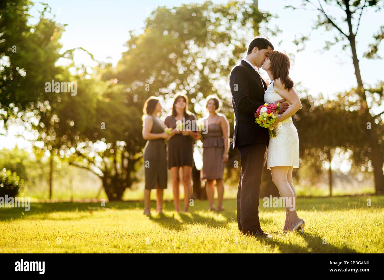 A happy bride and groom kissing at their wedding Stock Photo - Alamy