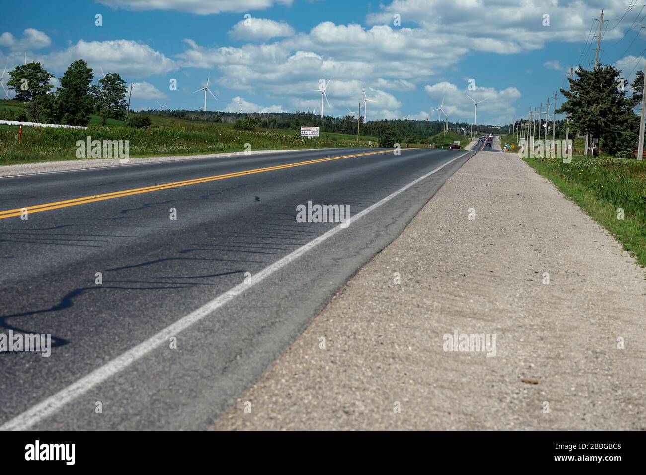 Windmills or Wind turbines near Shelburne and Singhampton, Ontario