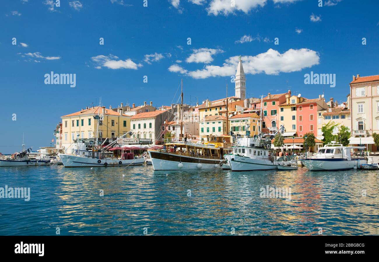 Rovinj harbour, Rovinj, Istria Region, Croatia, Europe Stock Photo