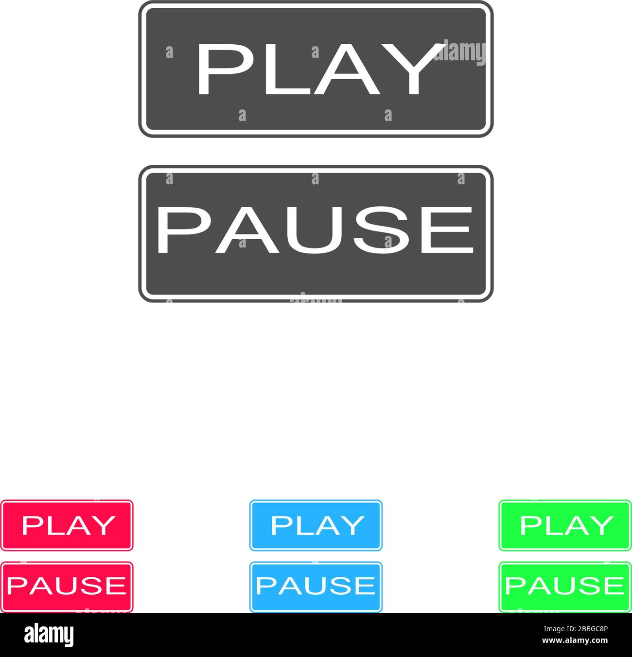 Play and pause button icon flat. Color pictogram on white background ...