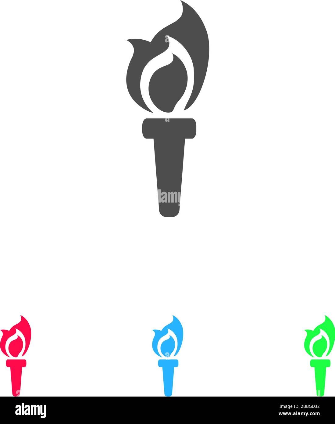 Torch icon flat. Color pictogram on white background. Vector ...