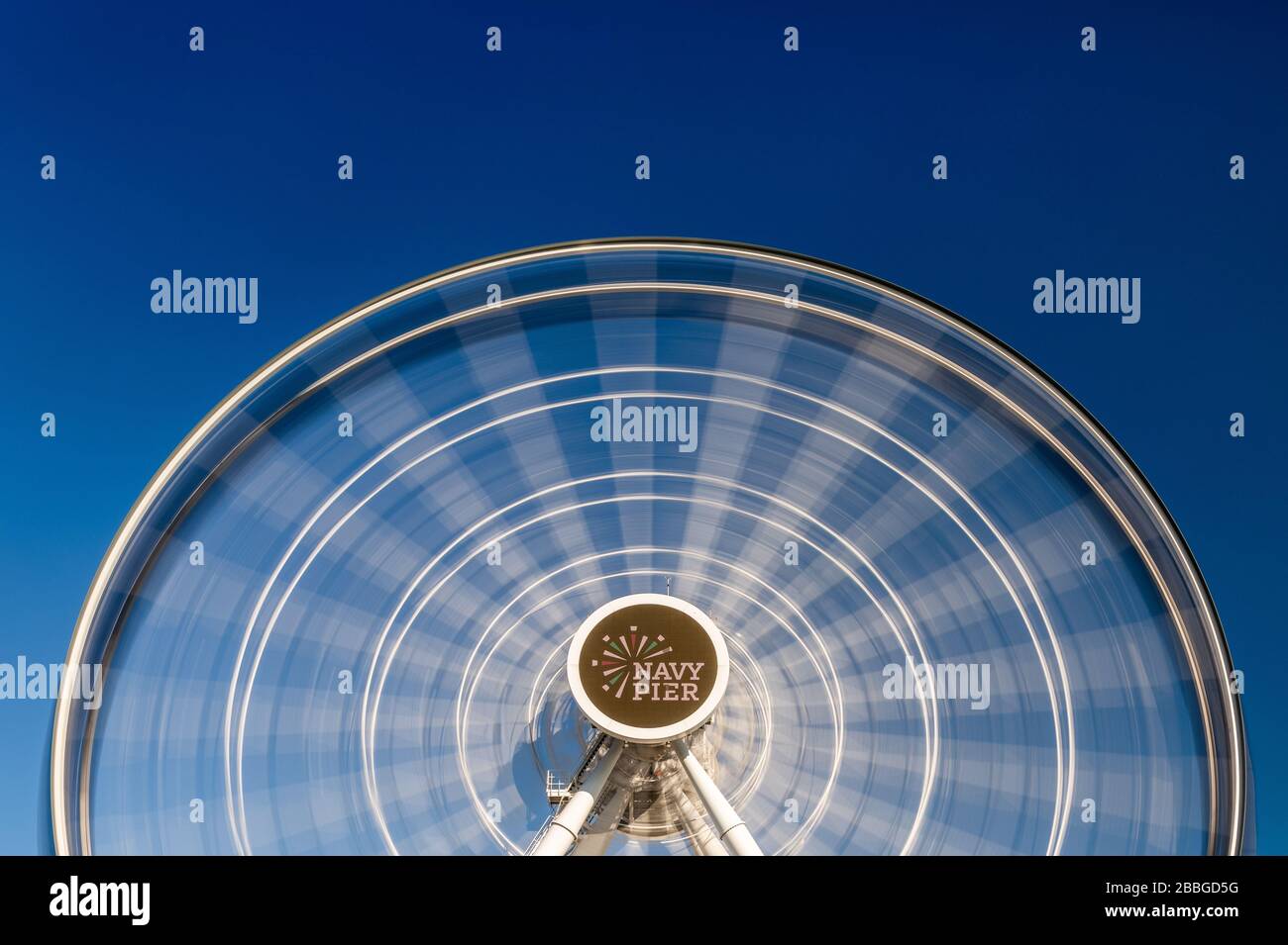 Ferris wheel at Navy Pier with motion blur Stock Photo