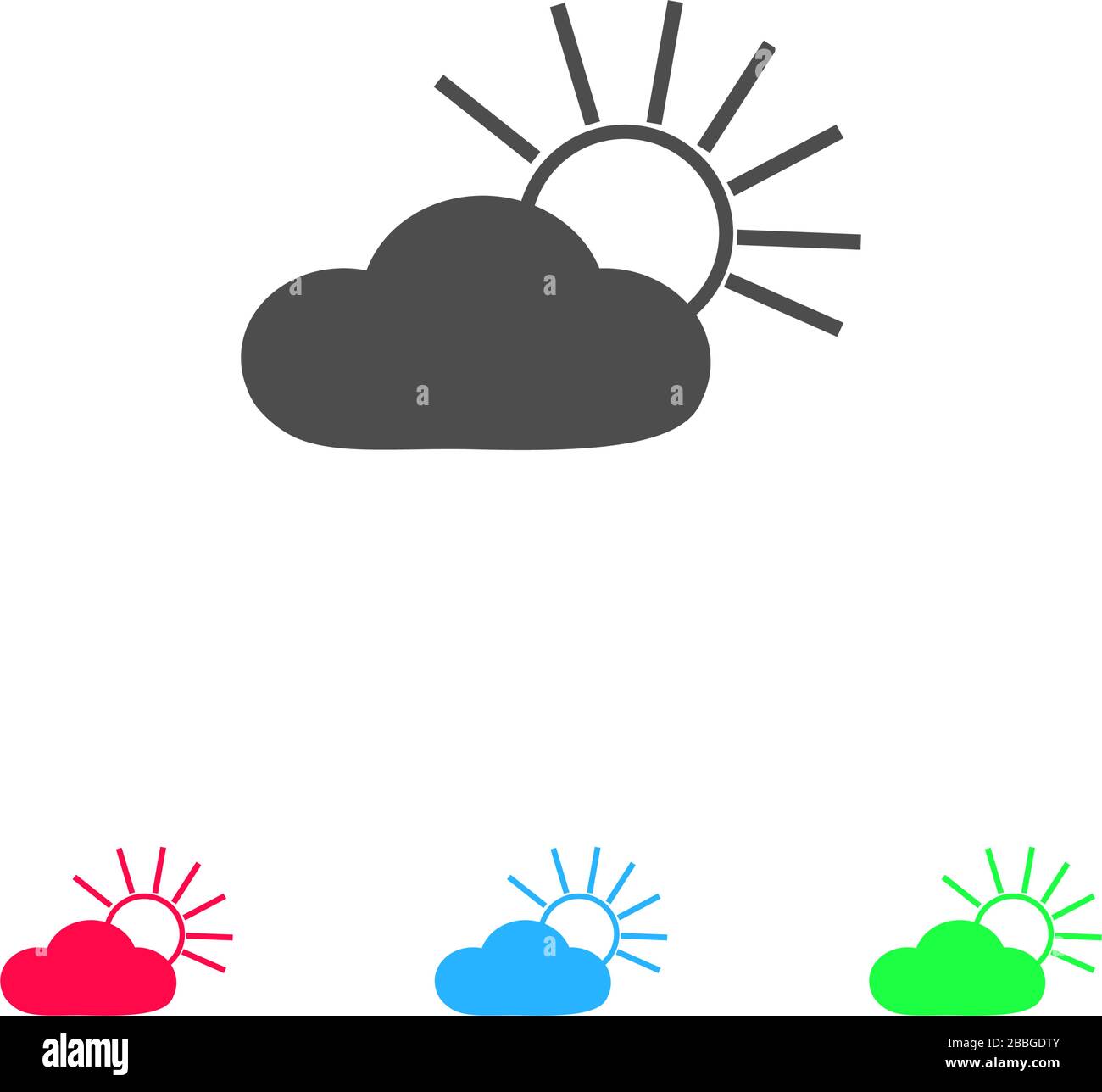 Sun cloud icon flat. Color pictogram on white background. Vector illustration symbol and bonus icons Stock Vector
