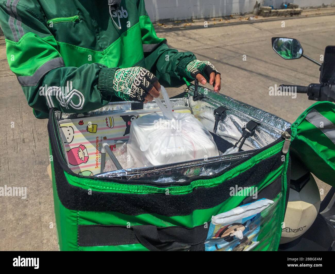 Bangkok, Thailand March 30, 2020 Grab Food Delivery, Man with