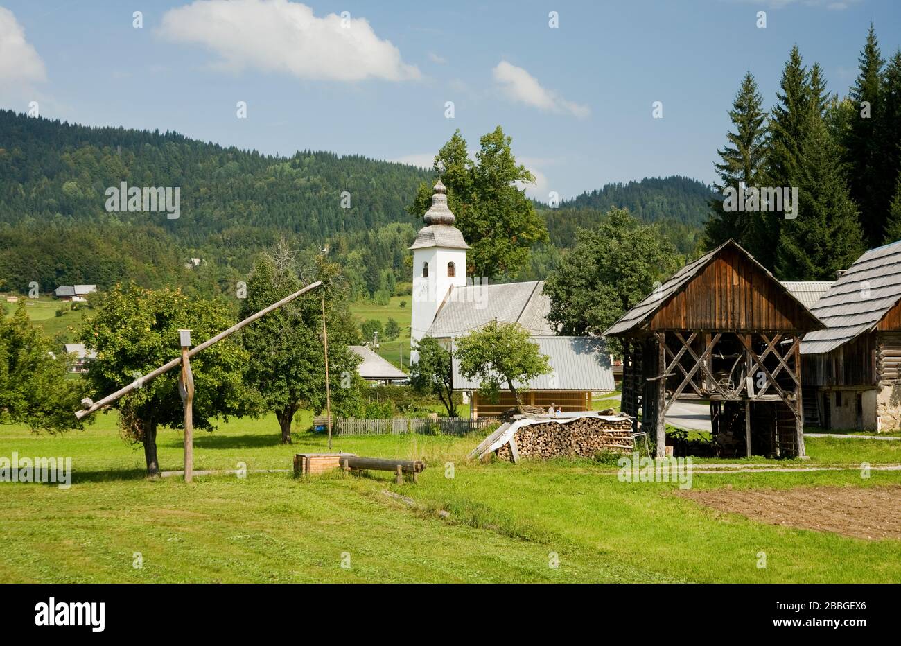 farm & church, Triglav National Park, Slovenia Stock Photo - Alamy