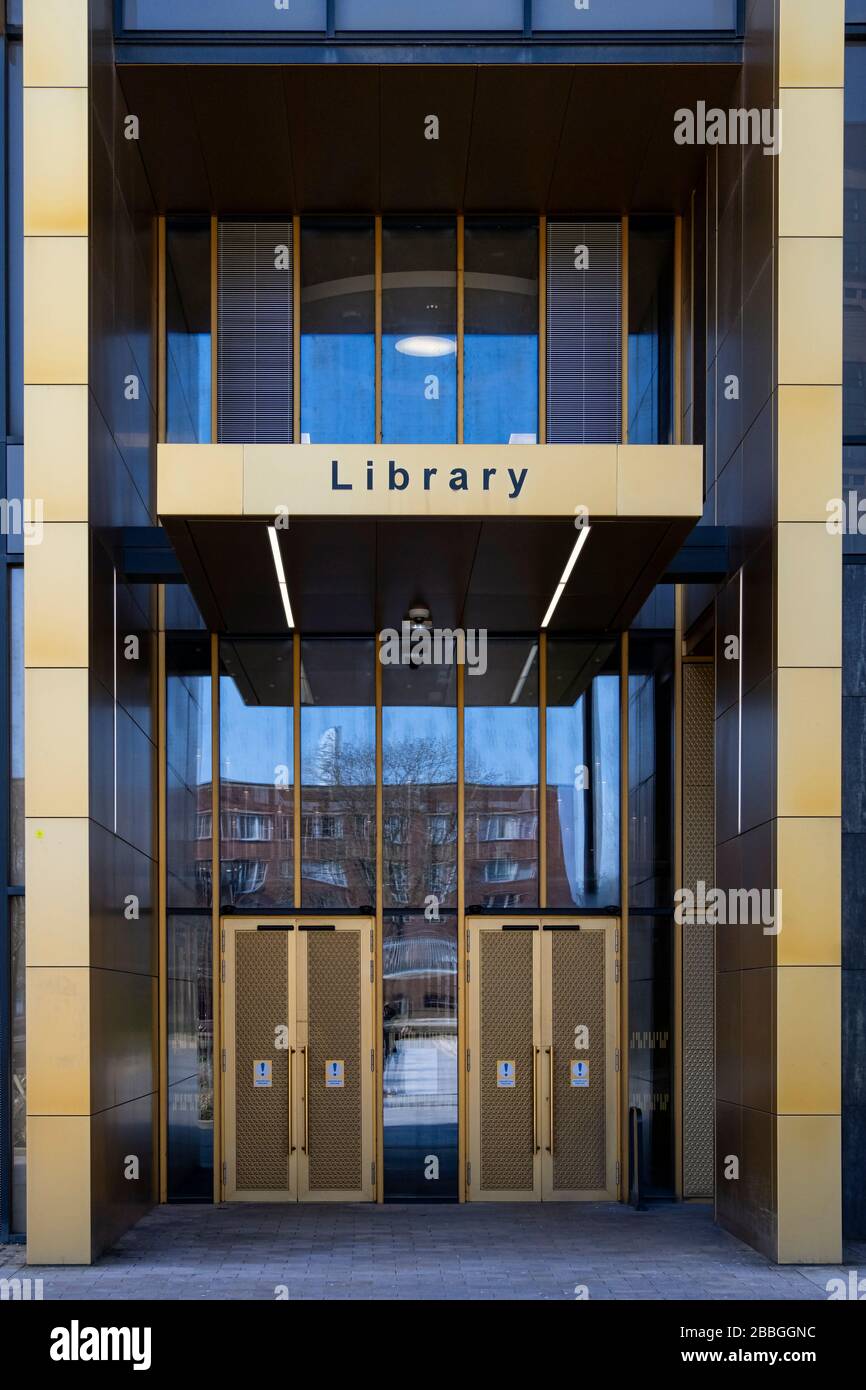 Library Main Entrance, Birmingham University Campus, Birmingham, West Midlands, England, UK Stock Photo