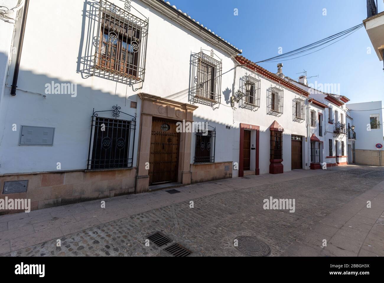 Houses in the old town of Ronda, one of the famous white towns of Andalusia, Spain. Stock Photo