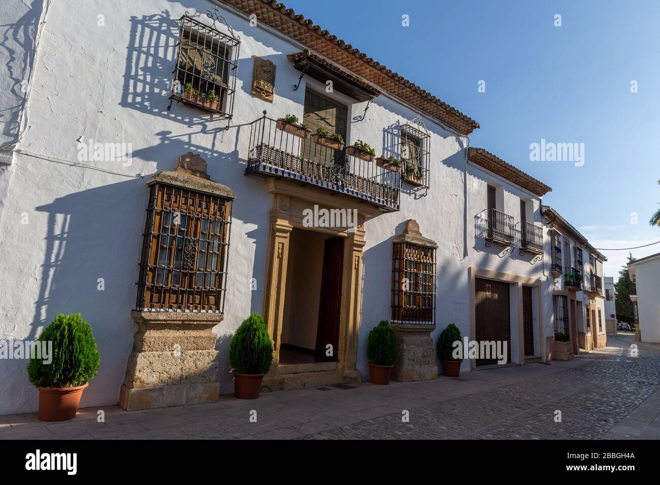 Houses in the old town of Ronda, one of the famous white towns of Andalusia, Spain. Stock Photo