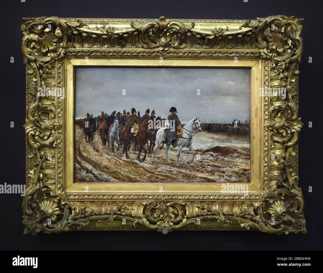 Painting '1814. Campagne de France' by French Classicist painter Ernest Meissonier (1864) on display in the Musée d'Orsay in Paris, France. Stock Photo