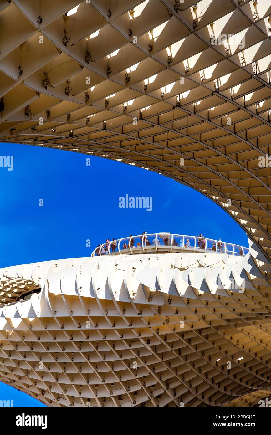 Metropol Parasol, largest wooden structure in the world by architect Jürgen Mayer, Plaza de la Encarnación, Seville, Spain Stock Photo