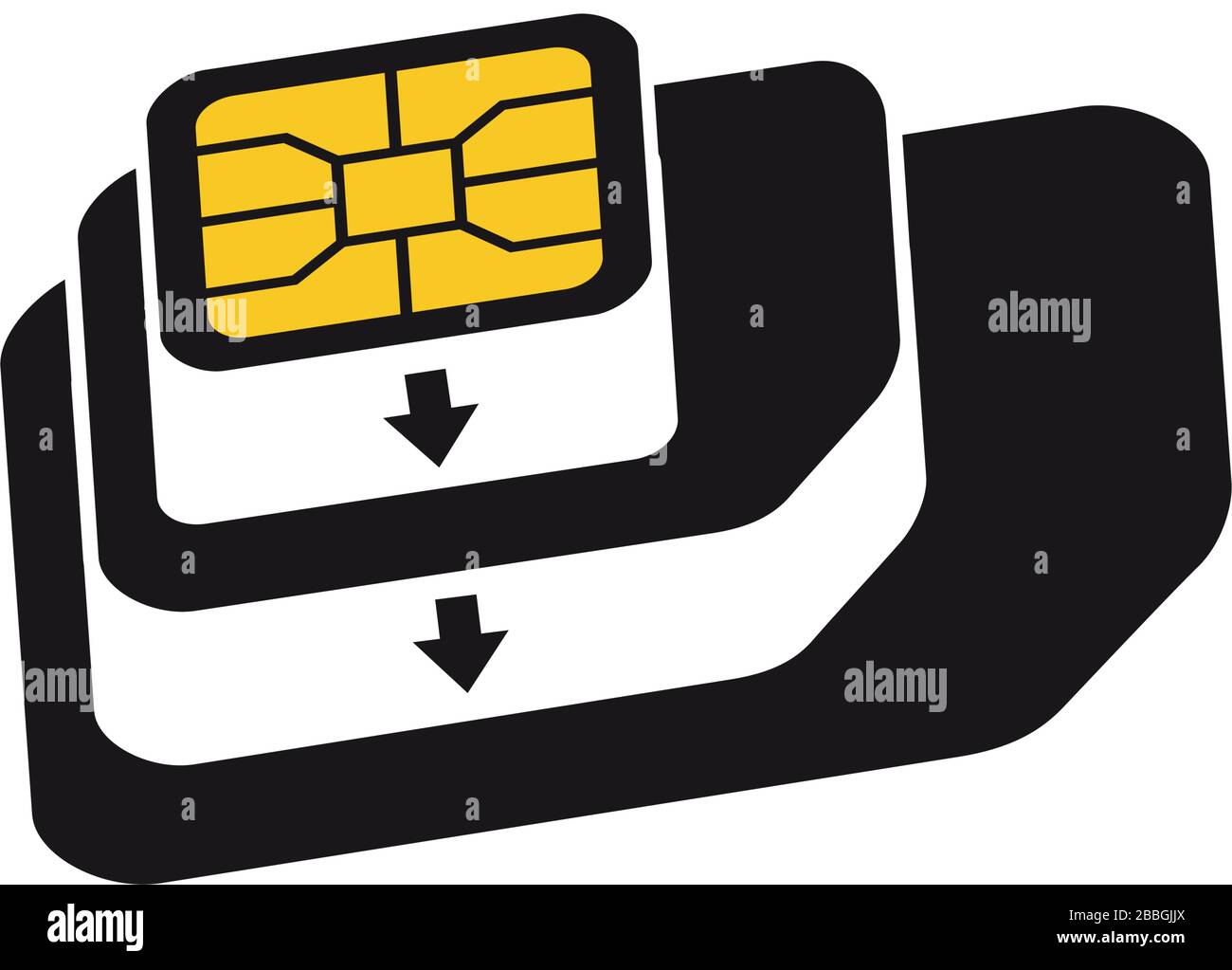 Nano to Micro, Micro to Normal SIM card adapters icon. Phone simcard